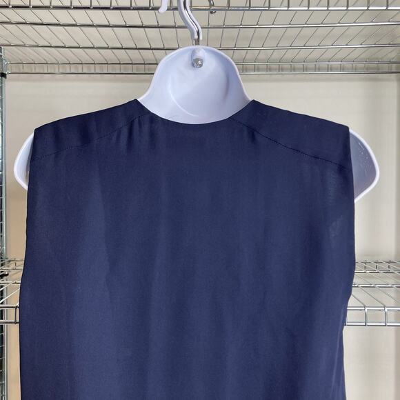 L'Agence Women's Navy Blue Sleeveless 100% Silk Blouse Size XS Flowy Old Money - Picture 11 of 12